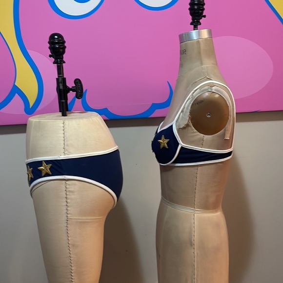 Moschino Mare Vintage Blue White Gold Stars Bikini Swim Suit - Picture 8 of 12